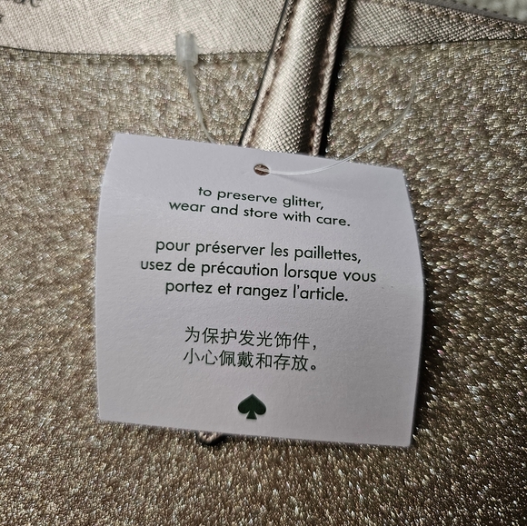 KATE SPADE Large Tote Shoulder Bag Rose Gold Shimmy Glitter NWT - Picture 14 of 15